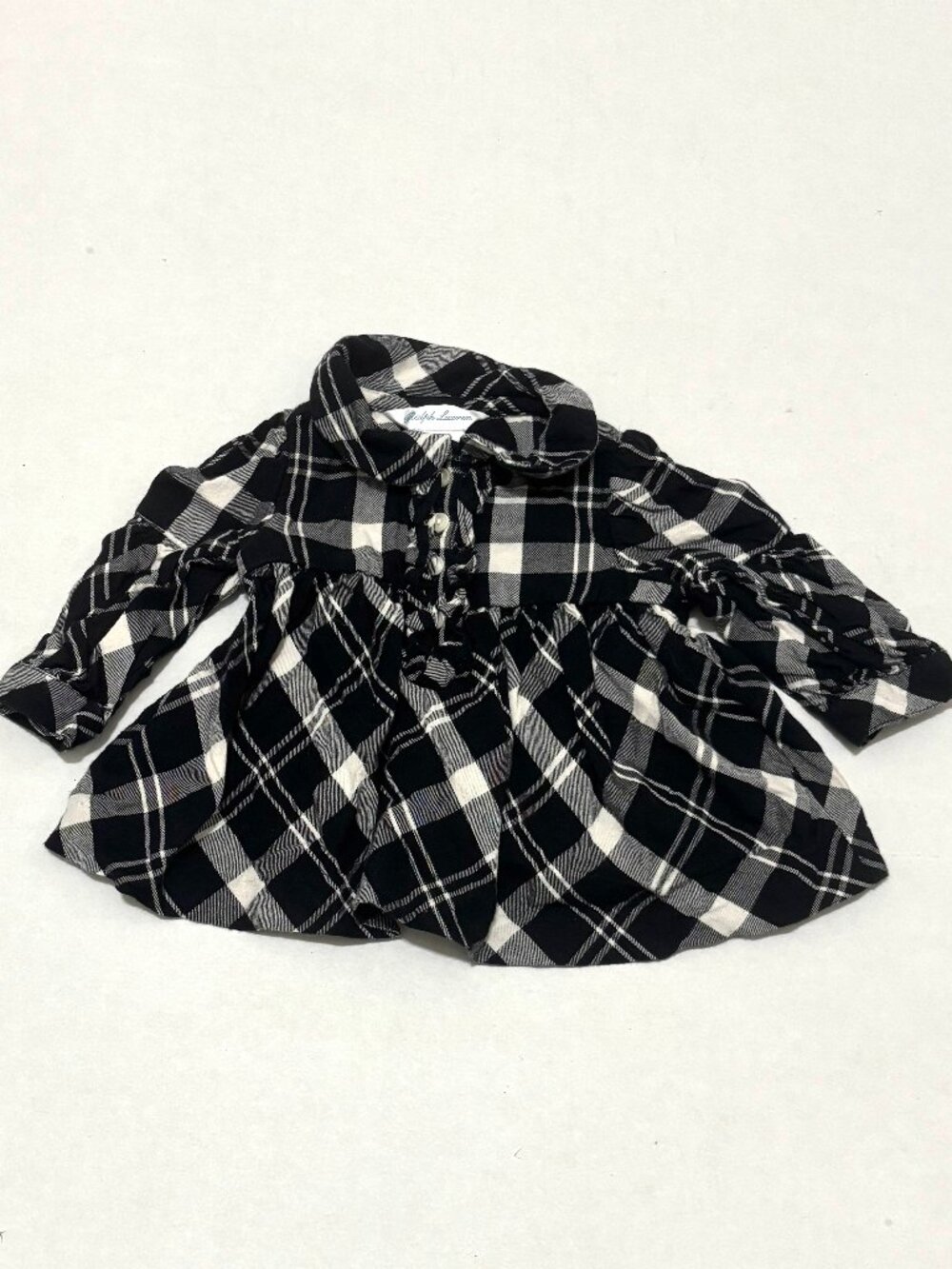 Ralph Lauren Infant Black & White Plaid Dress
